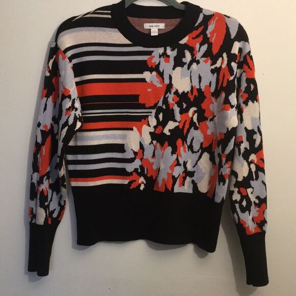 Nine West Color Block Cropped Sweater: Size Small - Picture 4 of 9